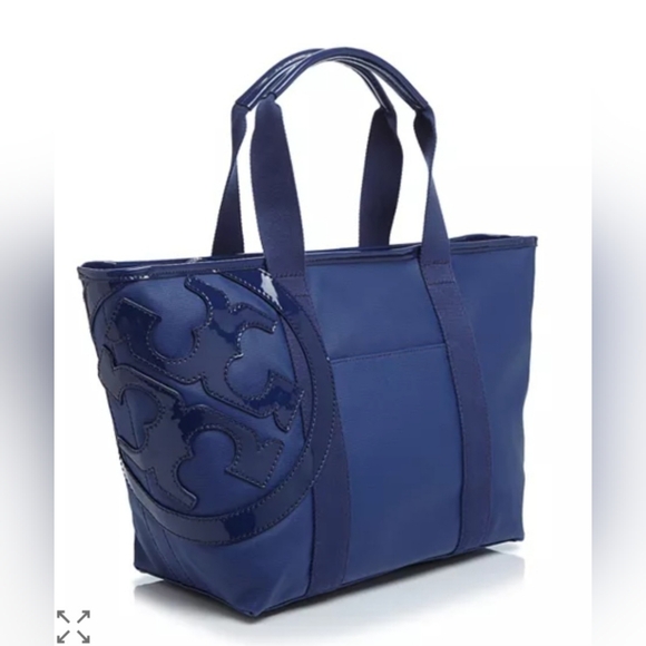 Tory Burch Beach Canvas Tote In Royal Blue Large - Picture 14 of 14